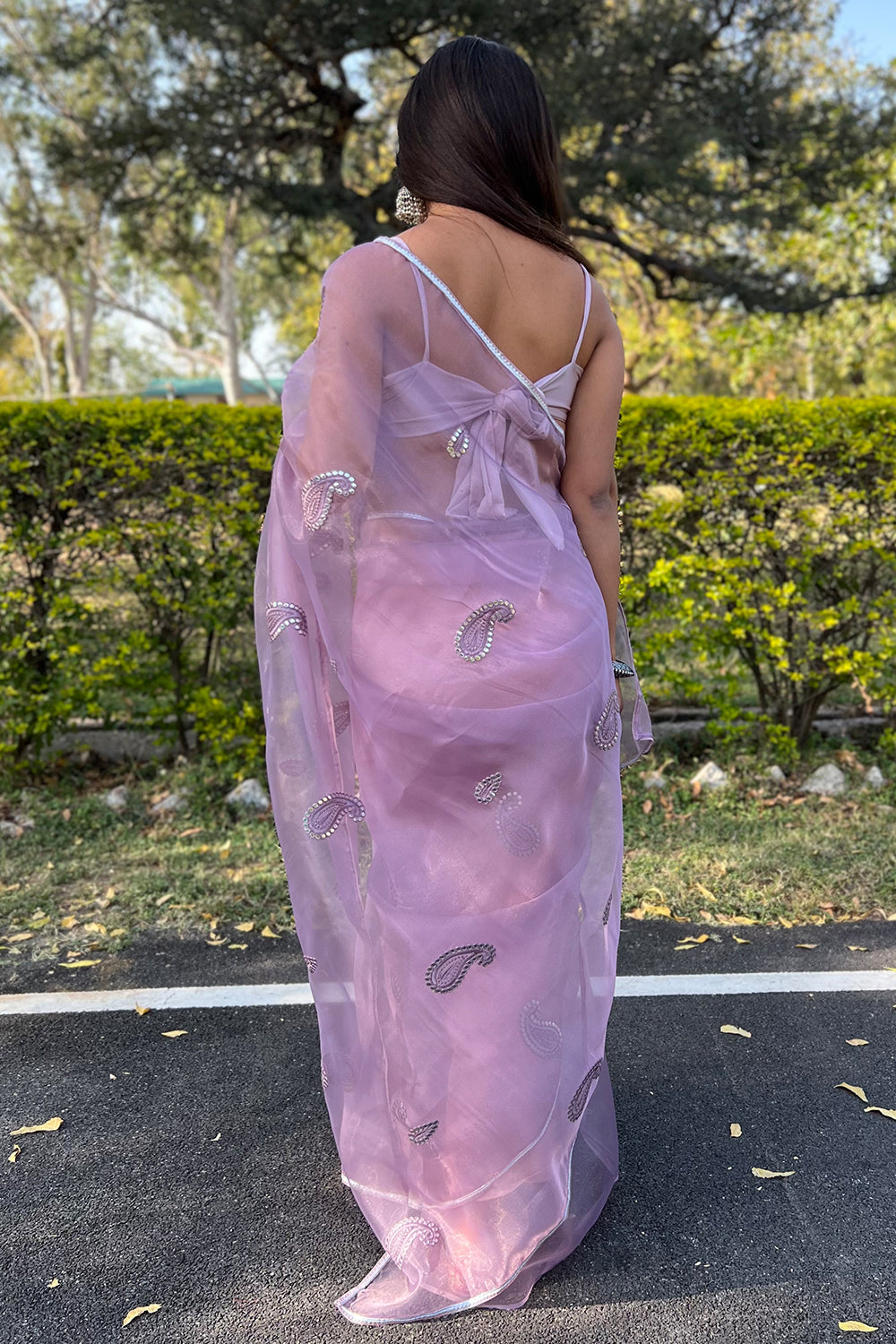 Lilac Purple Organza Saree