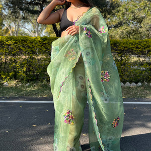 Mint Green Organza Saree
