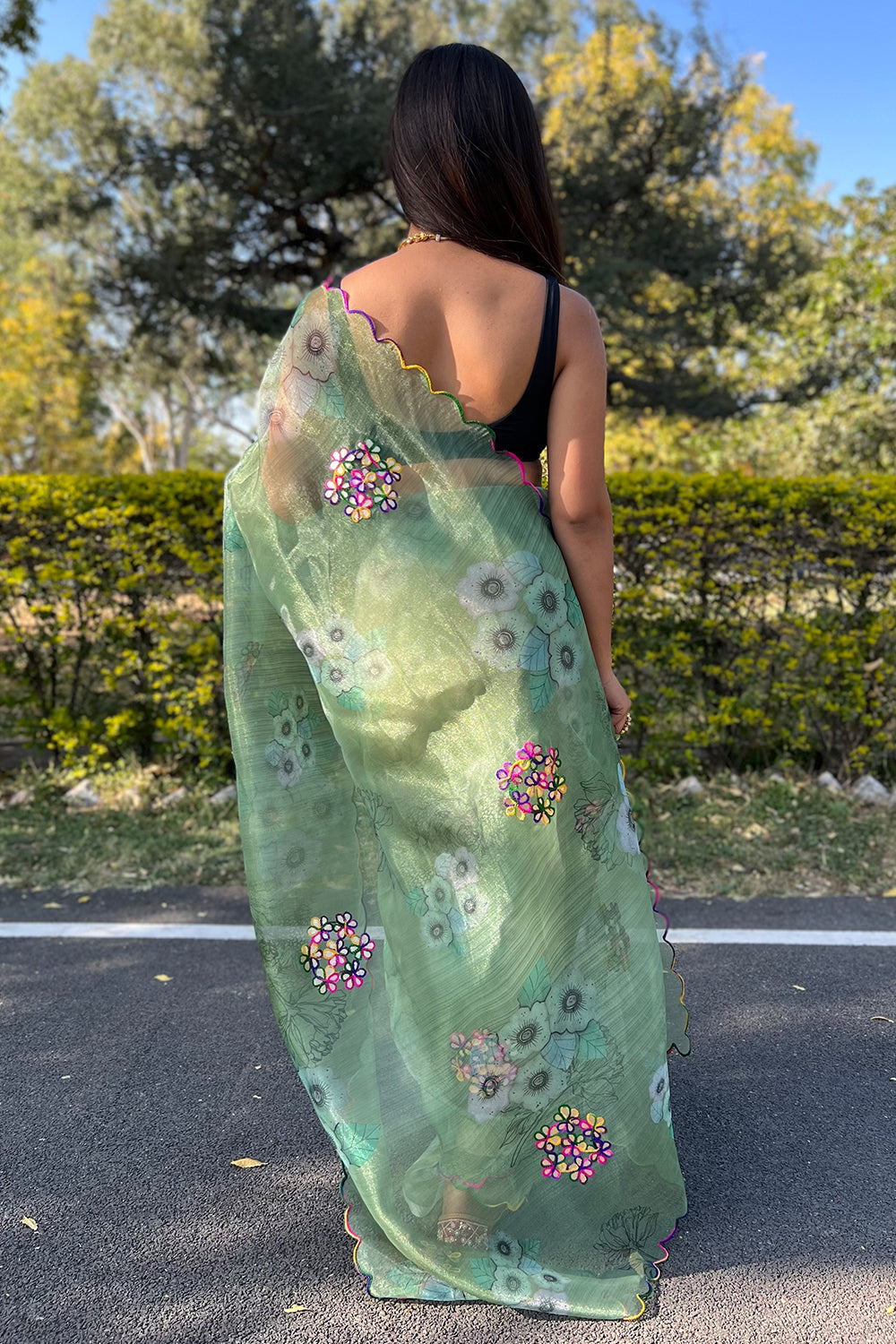 Mint Green Organza Saree