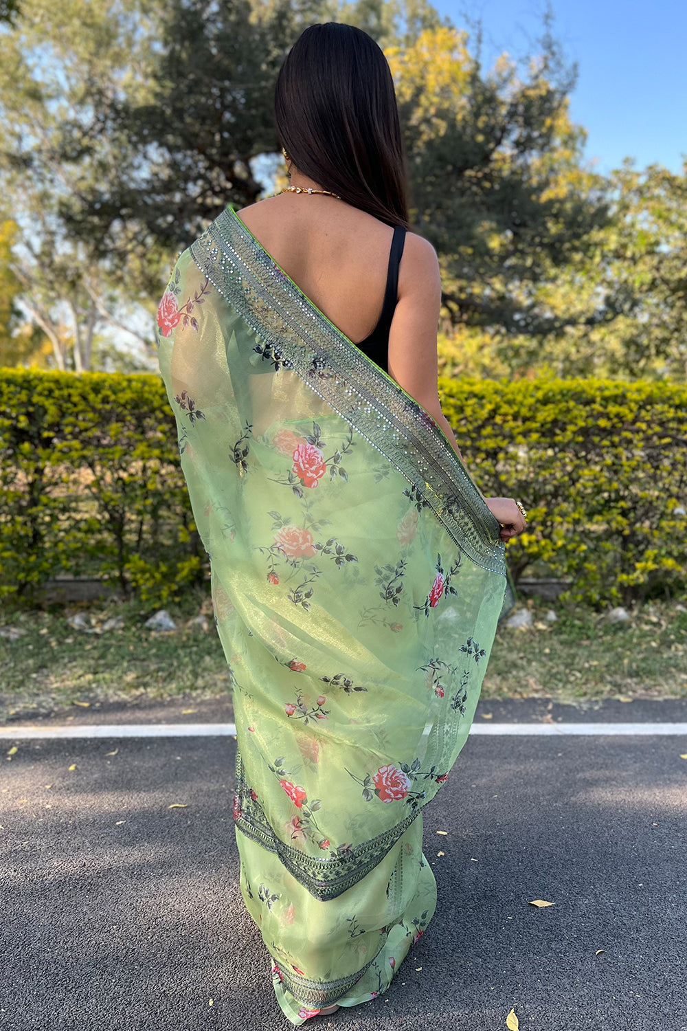 Mint Green Organza Saree