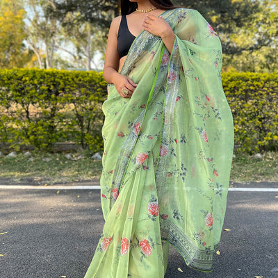 Mint Green Organza Saree