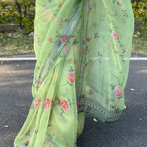 Mint Green Organza Saree