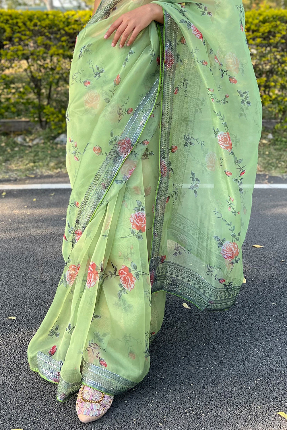 Mint Green Organza Saree