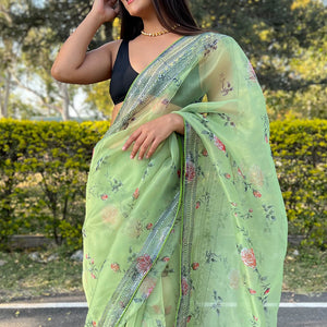 Mint Green Organza Saree
