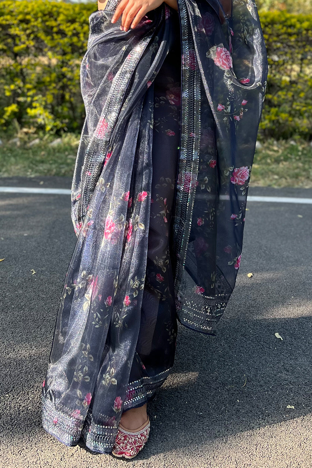 Navy Blue Organza Saree