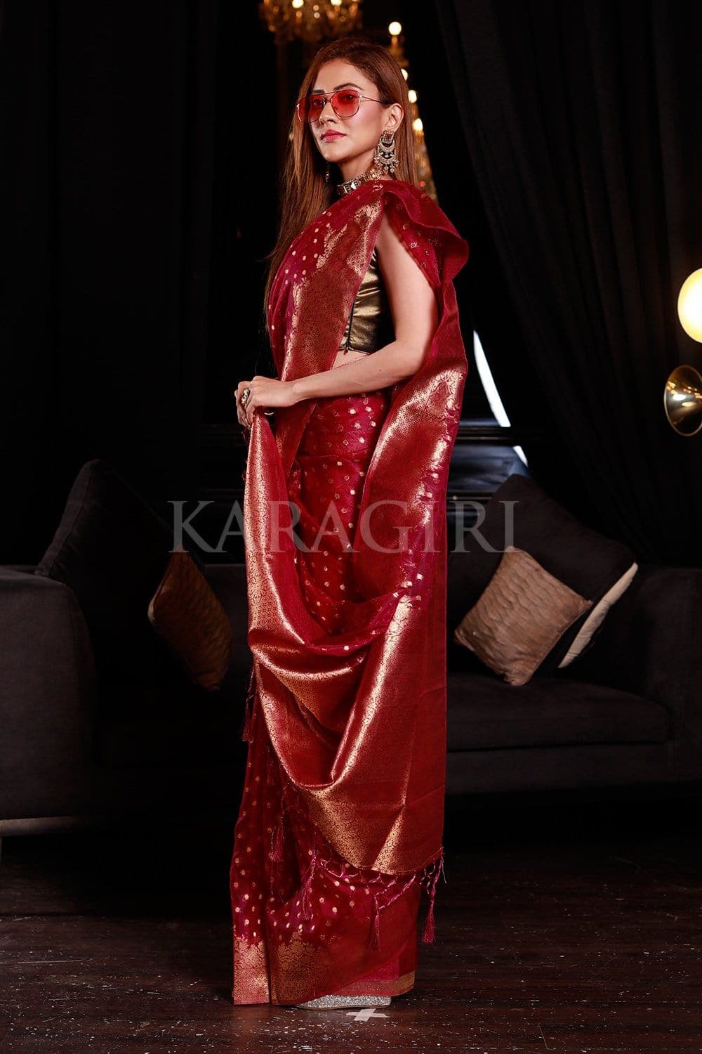 NEHA NARANG in Plum Purple Organza Saree