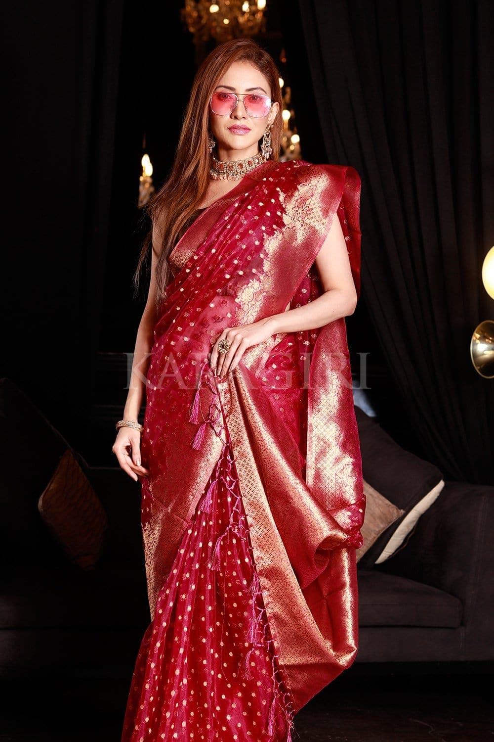NEHA NARANG in Plum Purple Organza Saree