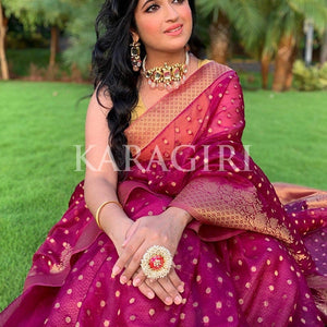 NEHA NARANG in Plum Purple Organza Saree