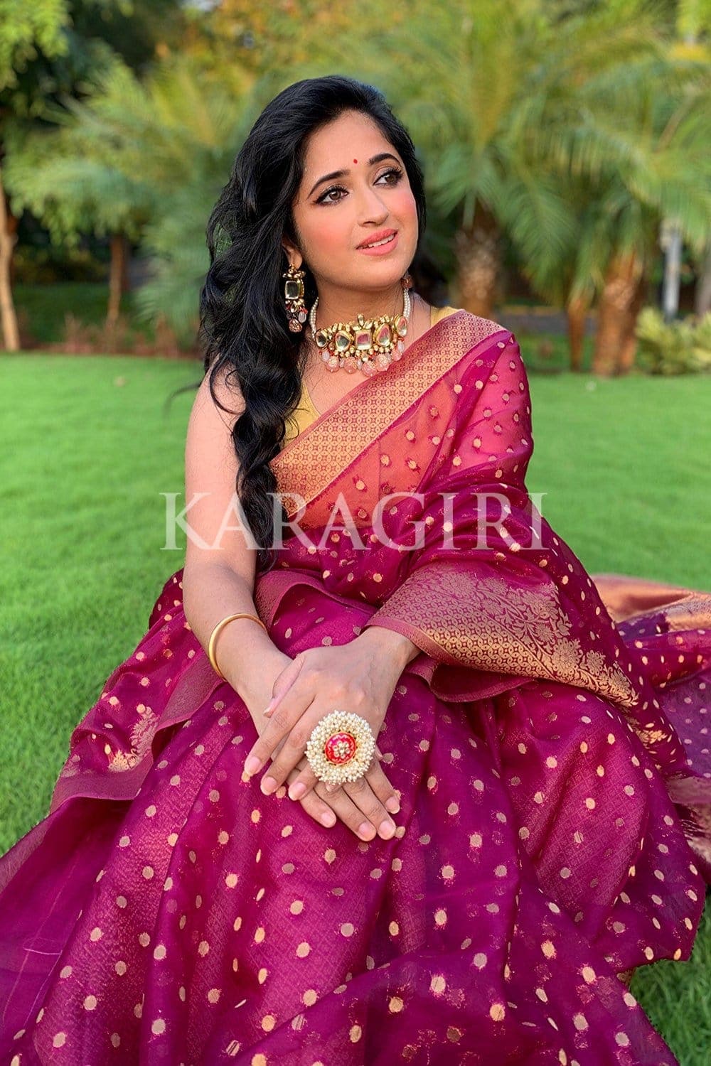 NEHA NARANG in Plum Purple Organza Saree
