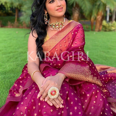 NEHA NARANG in Plum Purple Organza Saree
