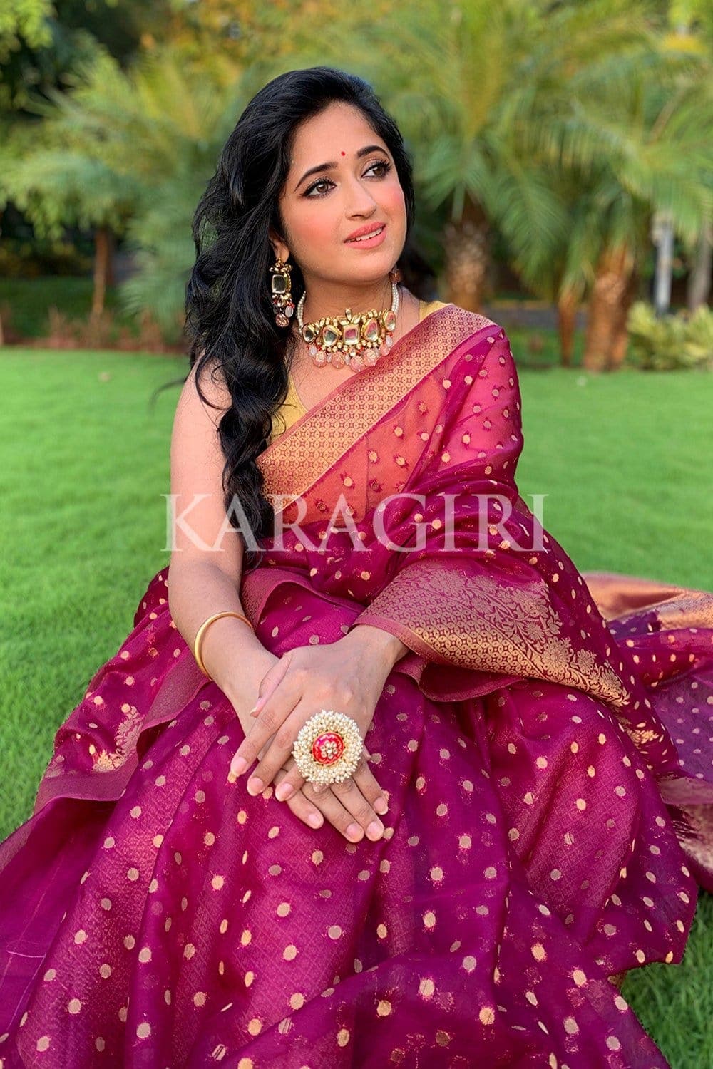 NEHA NARANG in Plum Purple Organza Saree