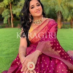 NEHA NARANG in Plum Purple Organza Saree