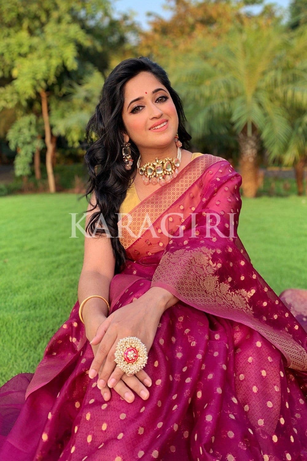 NEHA NARANG in Plum Purple Organza Saree
