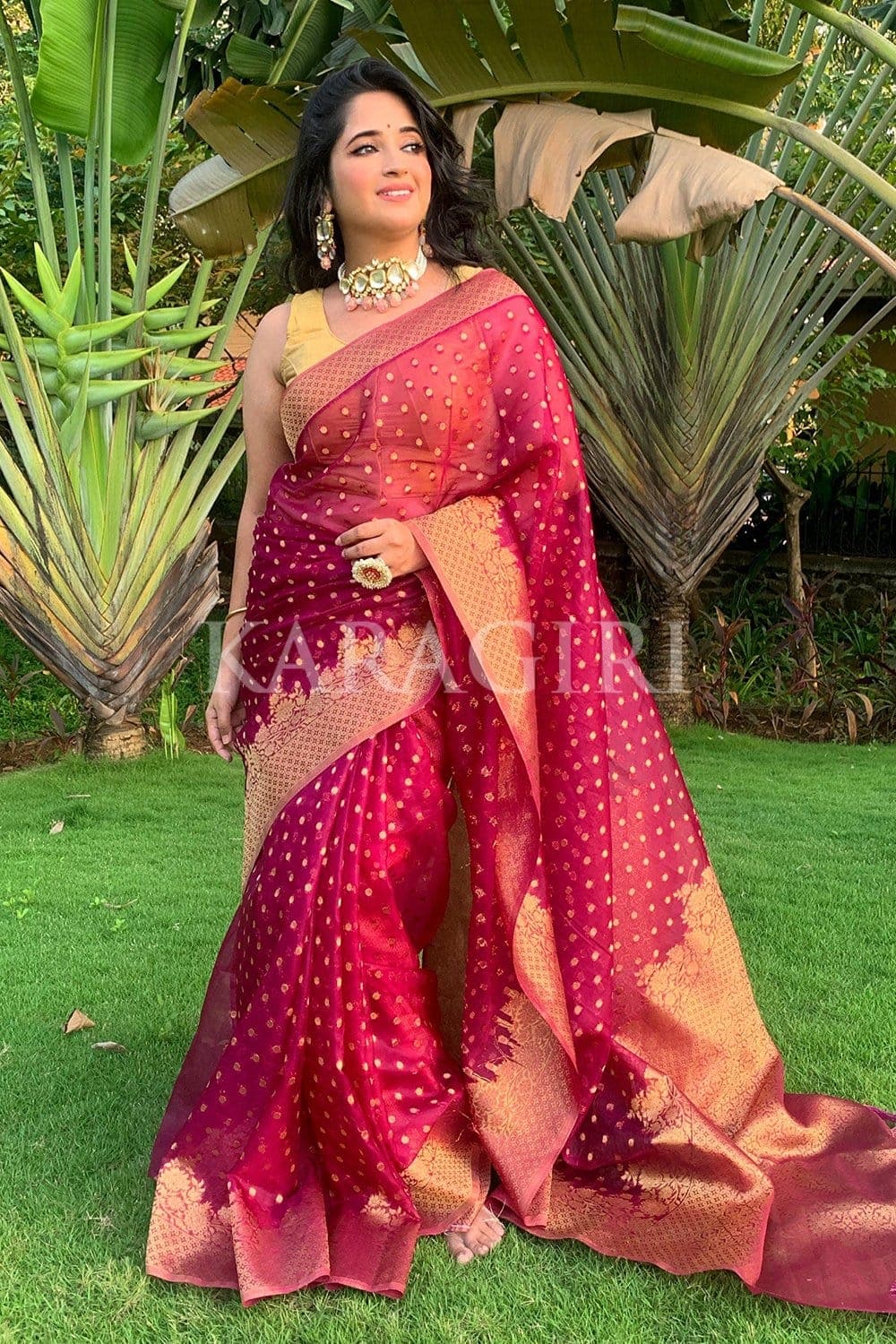 NEHA NARANG in Plum Purple Organza Saree