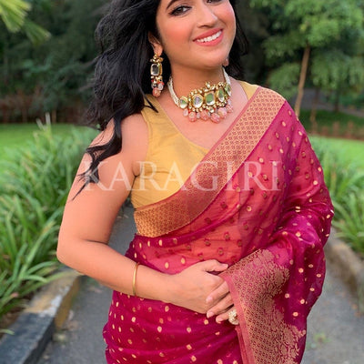 NEHA NARANG in Plum Purple Organza Saree