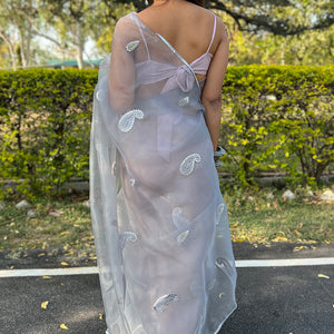 Pearl River Grey Organza Saree