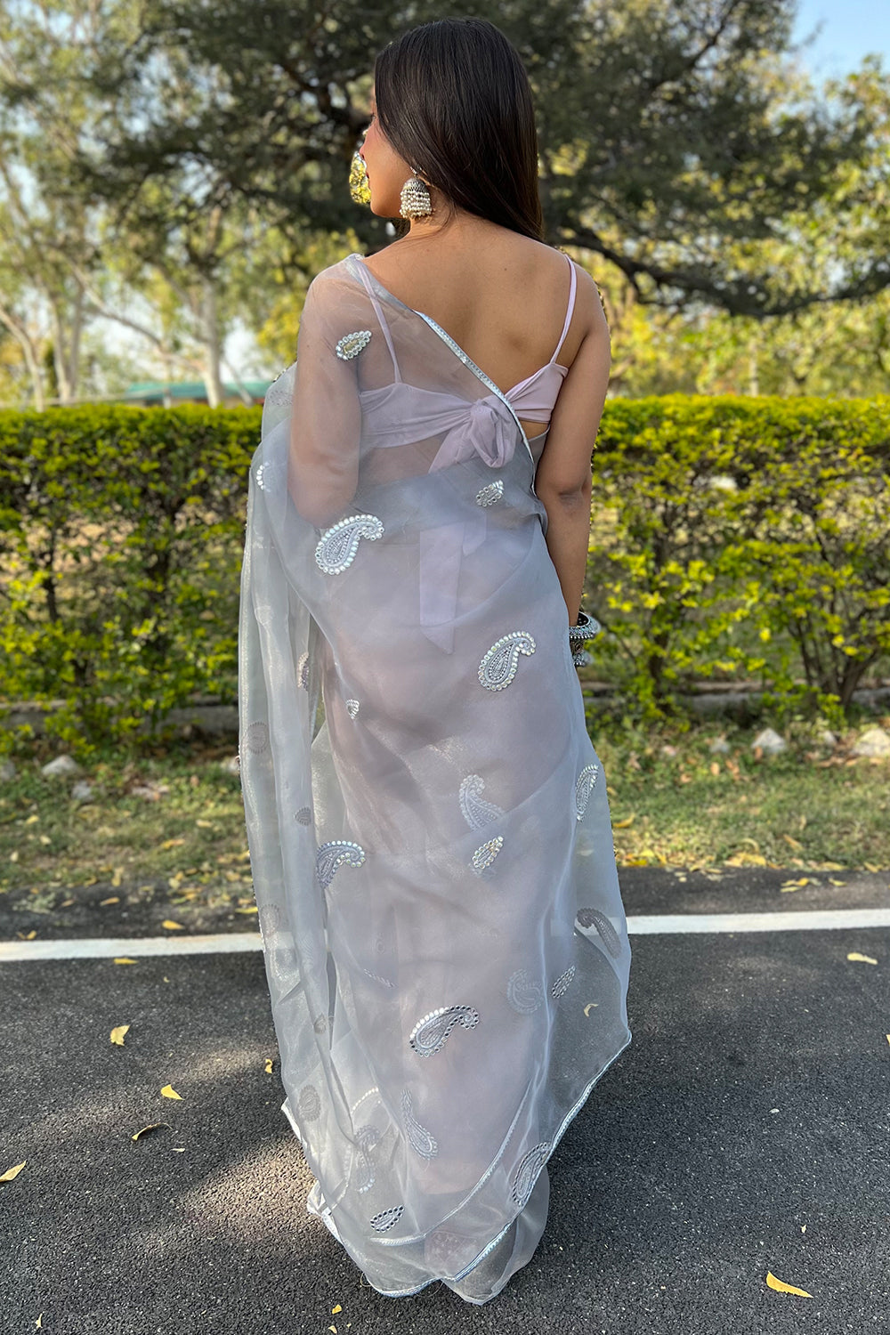 Pearl River Grey Organza Saree