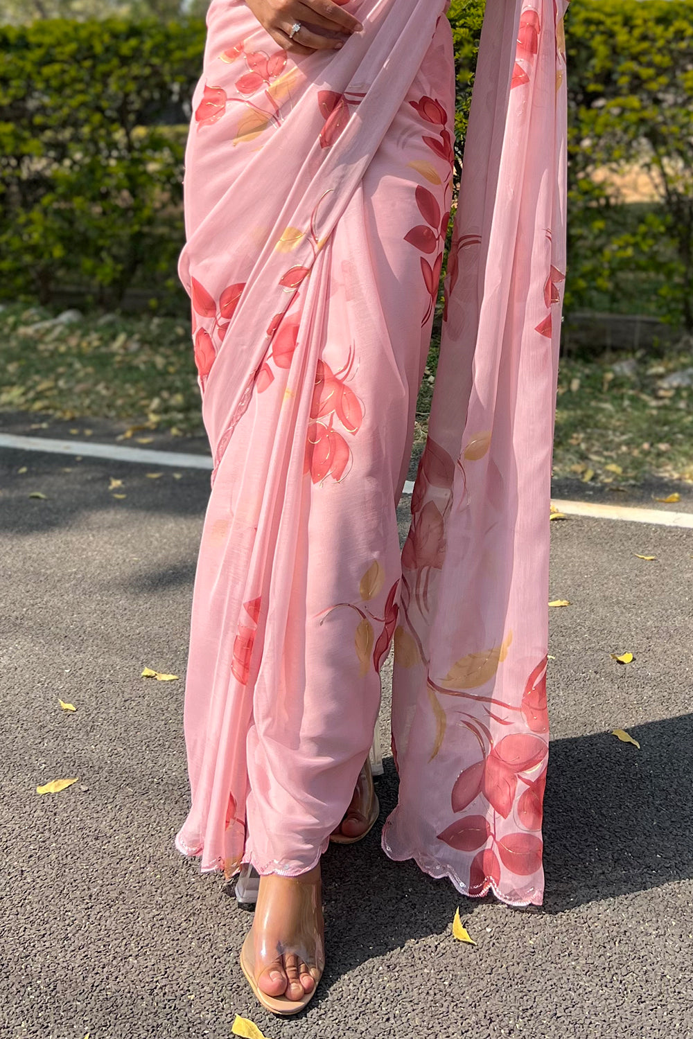 Rose Pink Chiffon Saree