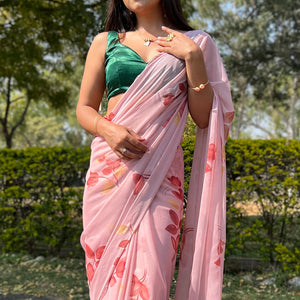 Rose Pink Chiffon Saree