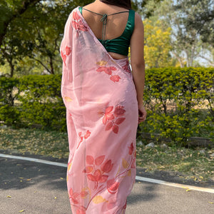 Rose Pink Chiffon Saree