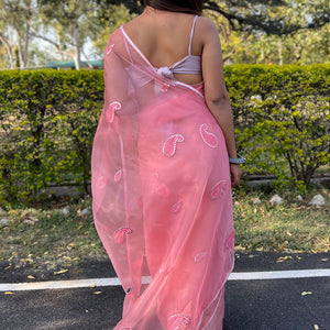 Rose Pink Organza Saree