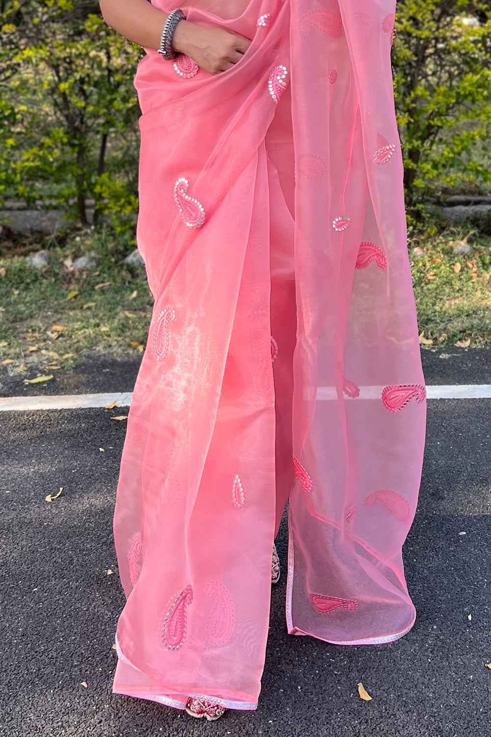 Rose Pink Organza Saree