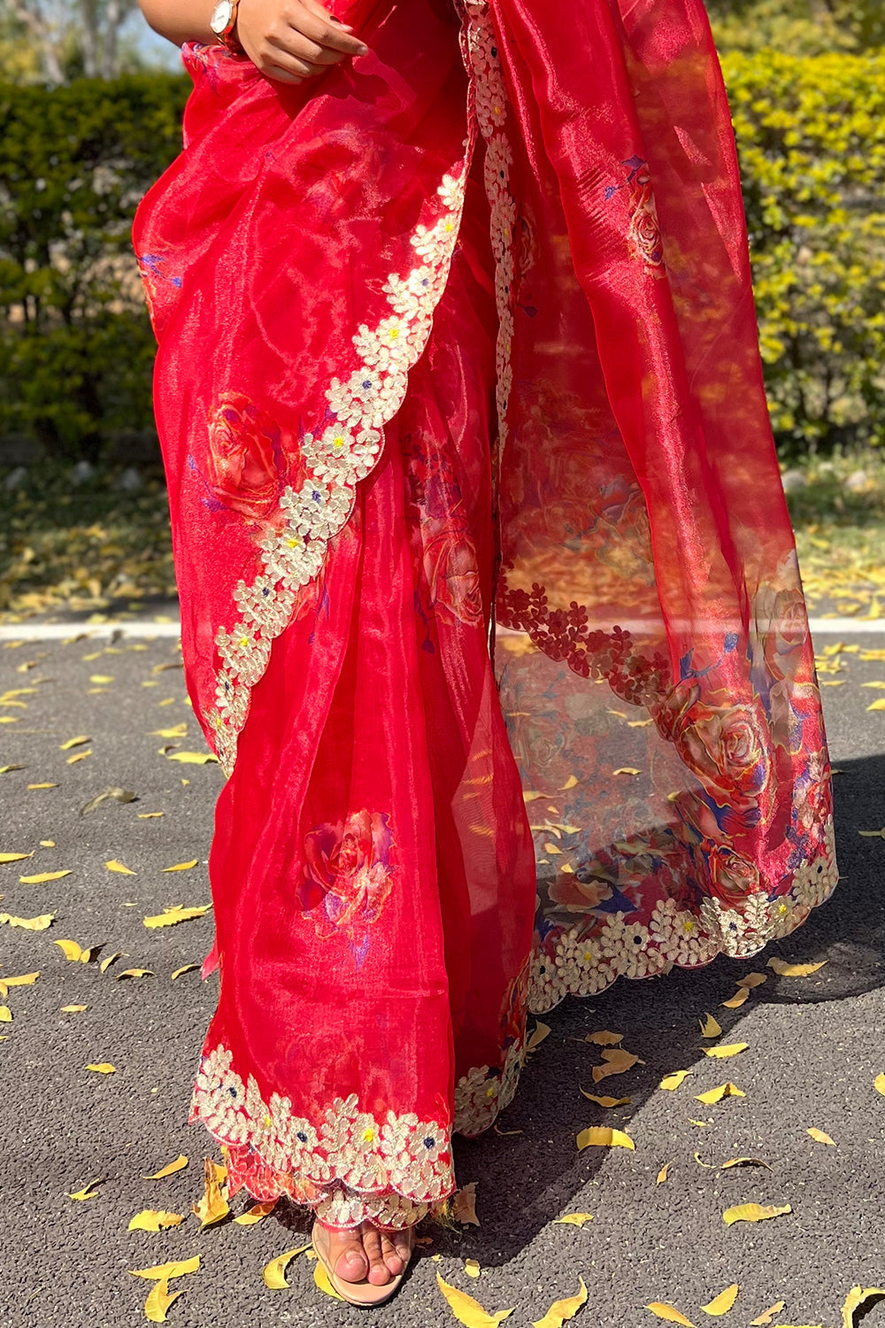 Scarlet Red Organza Saree