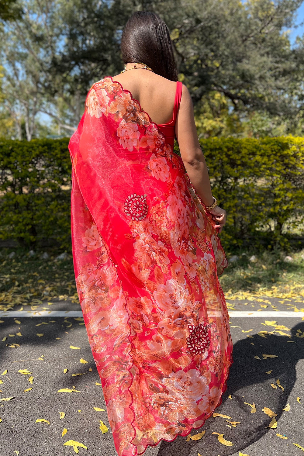 Scarlet Red Organza Saree