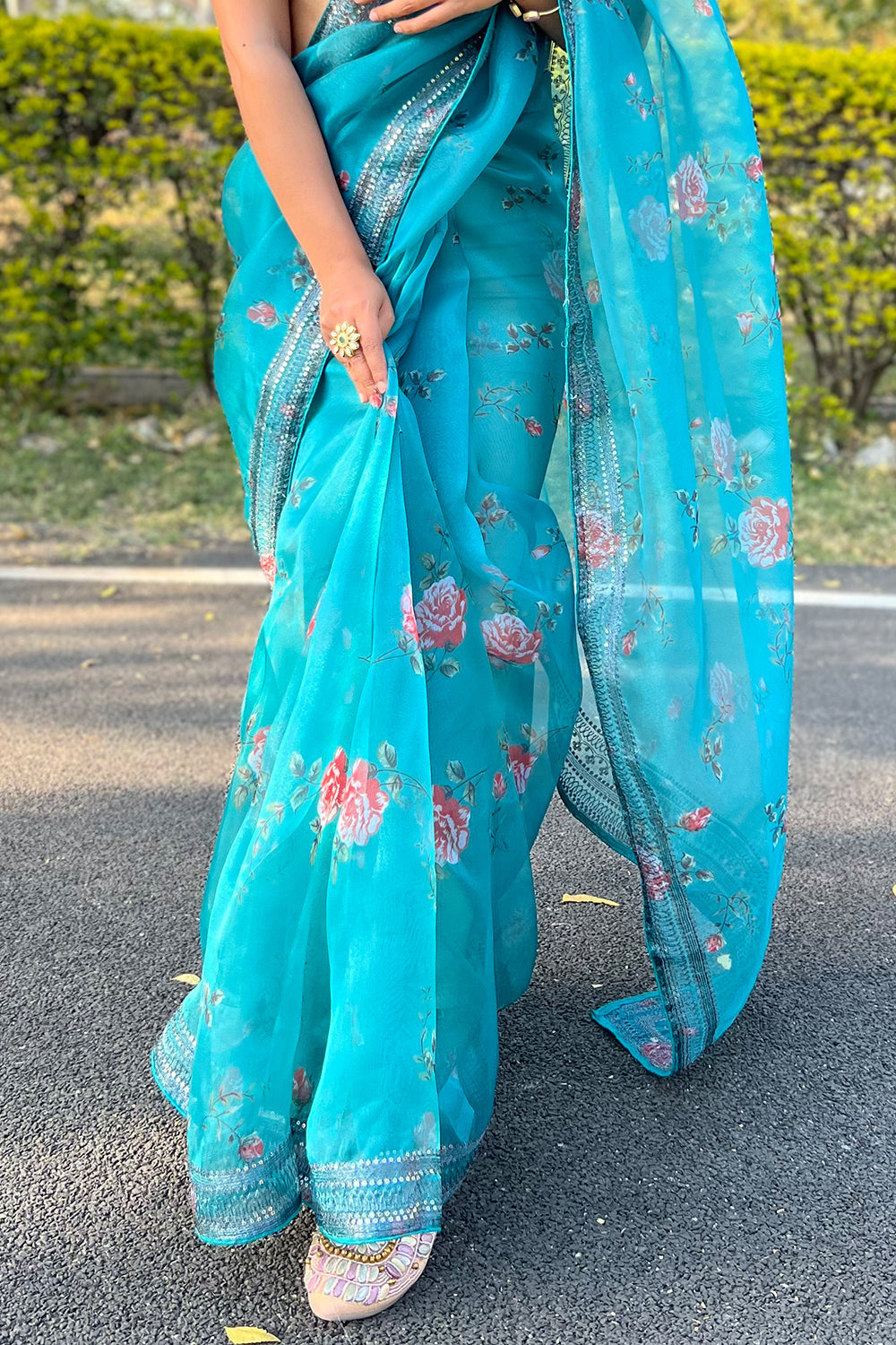 Sky Blue Organza Saree
