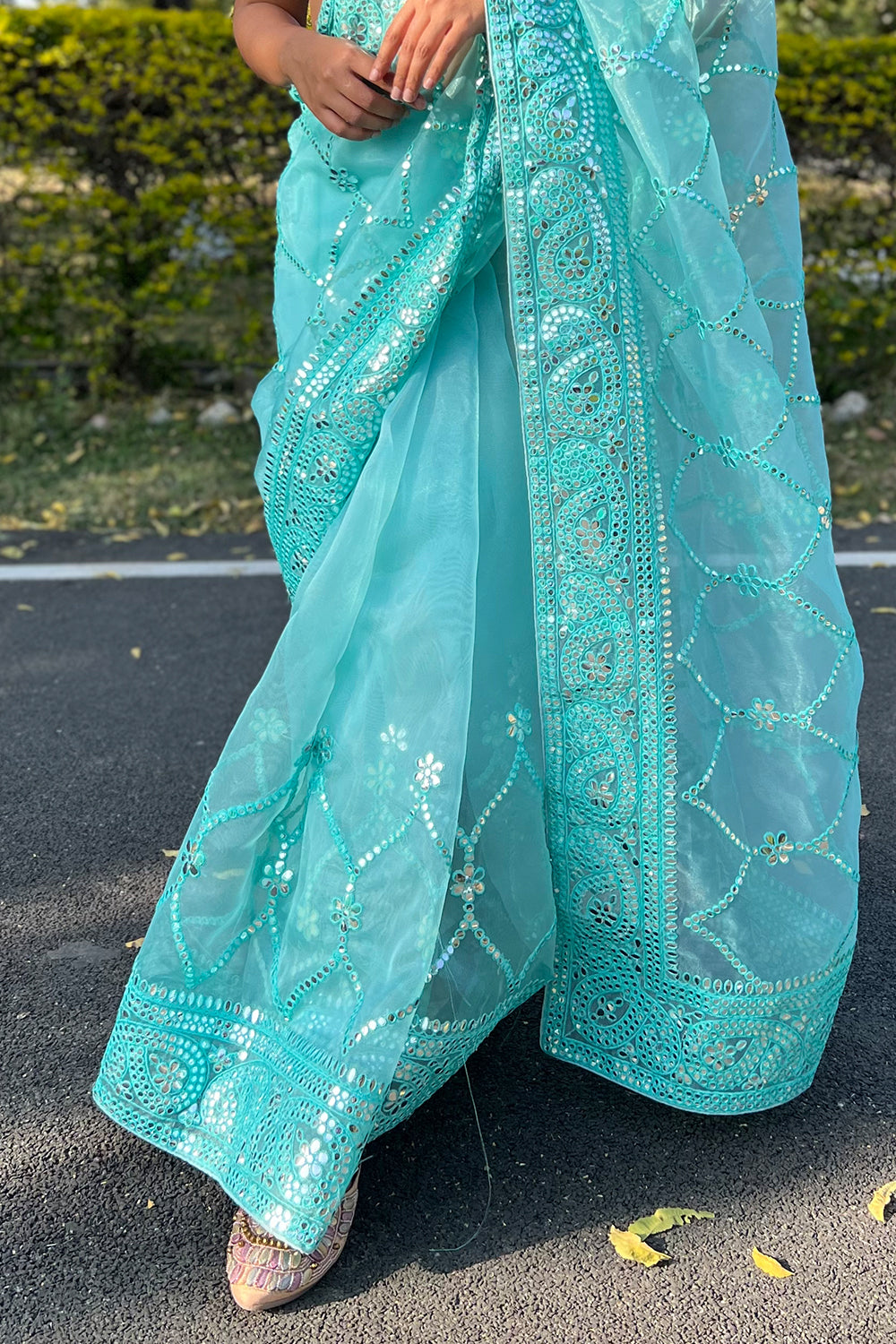 Sky Blue Organza Saree