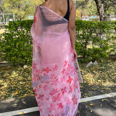 Taffy Pink Organza Saree