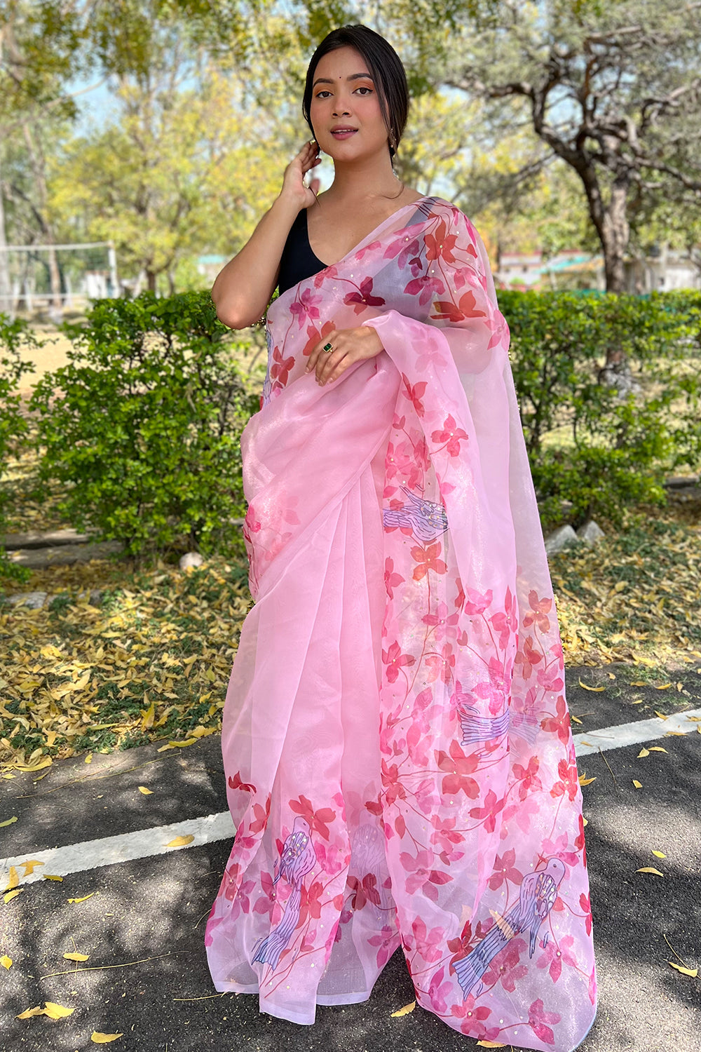 Taffy Pink Organza Saree