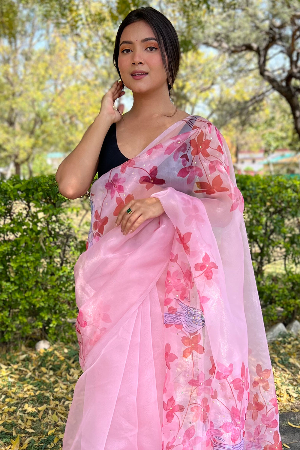 Taffy Pink Organza Saree