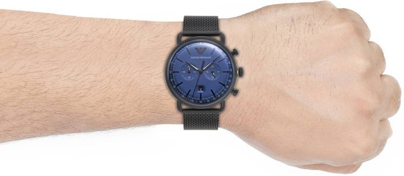 Emporio Armani Aviator Blue Dial Men 43mm