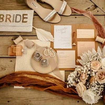 Toffee and Pale Nude Dried Spring Wedding