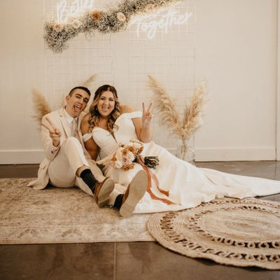 Toffee and Pale Nude Dried Spring Wedding