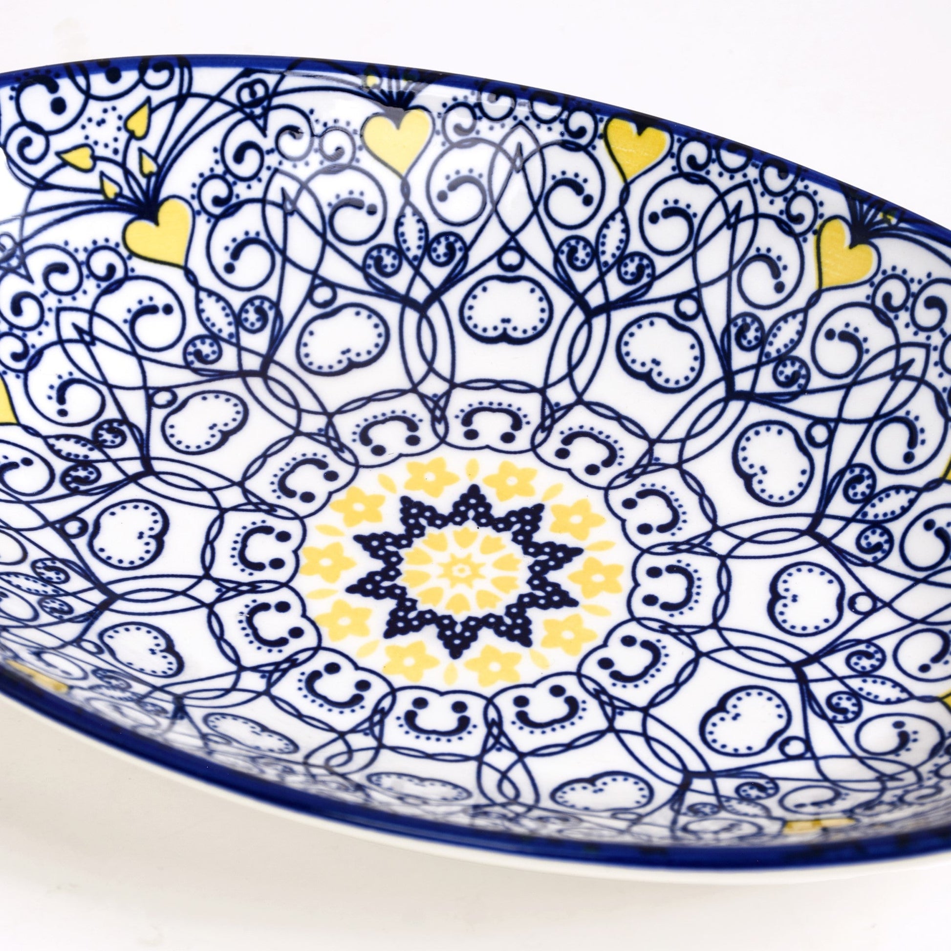 Vibrant Mandala Platter Yellow And Blue Set Of 2