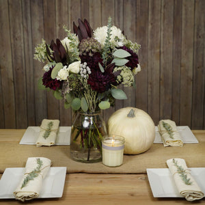 Oxblood and Sage Centerpiece Inspiration