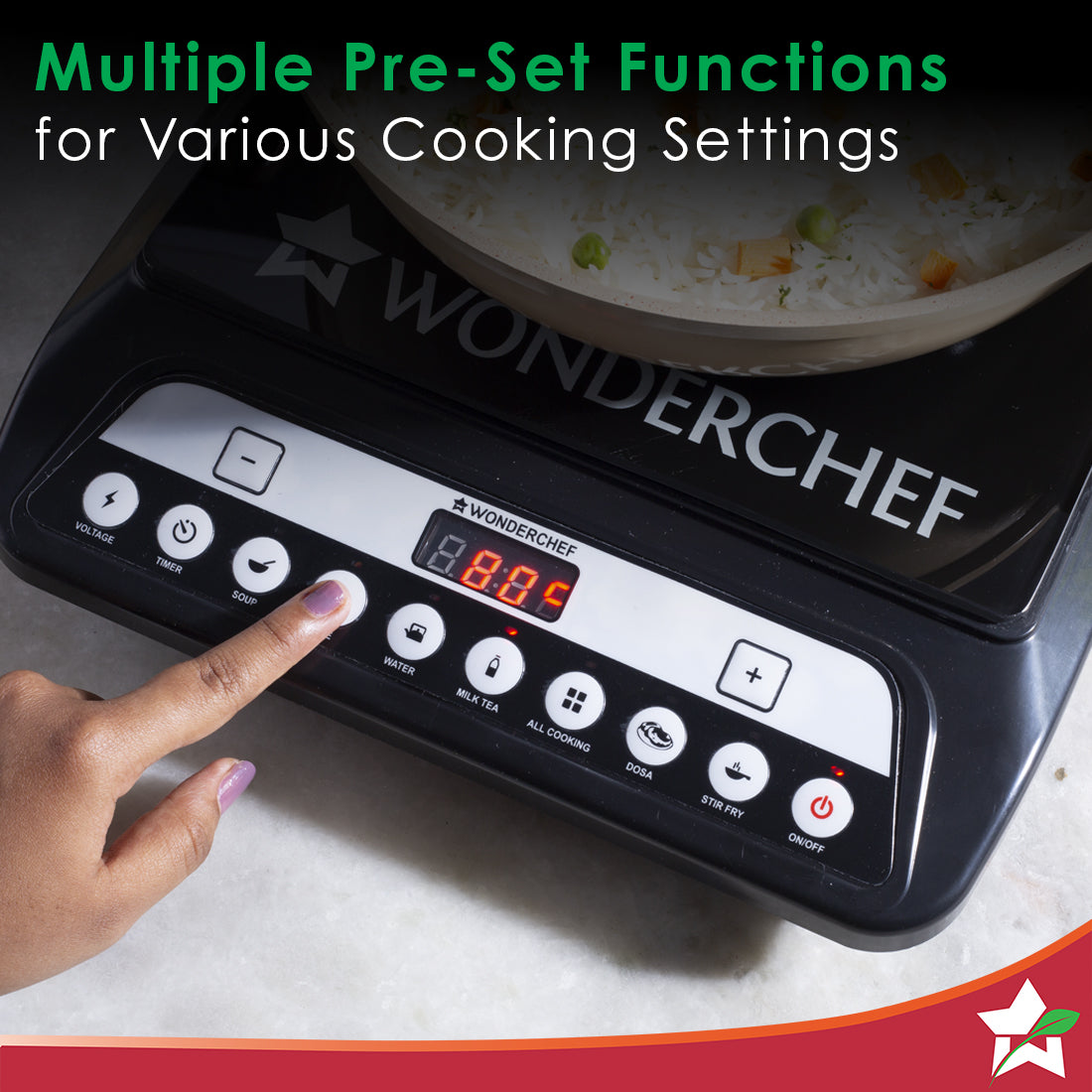 Wonderchef Renewed Power 1400W Induction Cooktop | 11 Preset Functions
