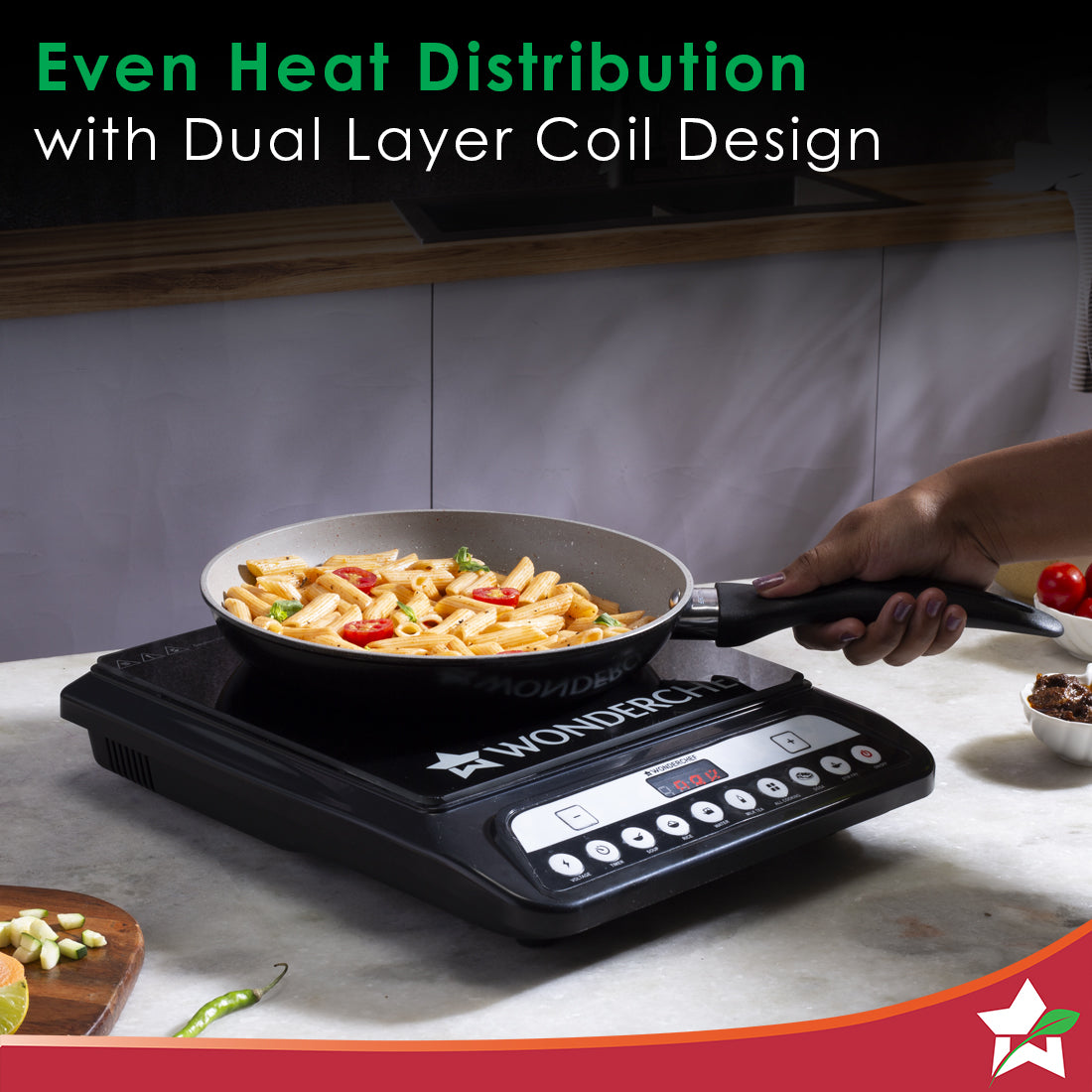 Wonderchef Renewed Power 1400W Induction Cooktop | 11 Preset Functions