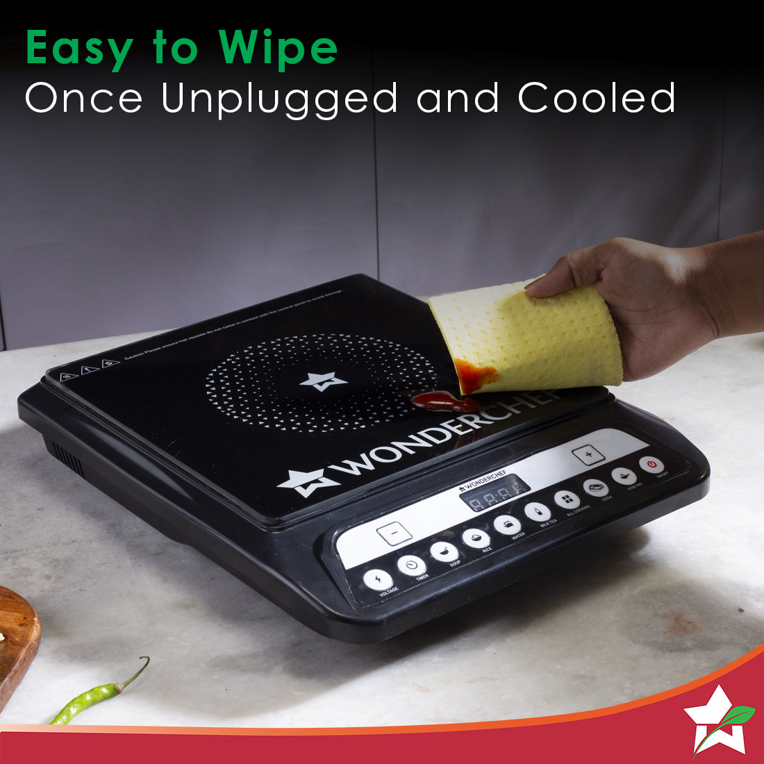 Wonderchef Renewed Power 1400W Induction Cooktop | 11 Preset Functions