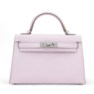 HERMÈS Mini Kelly II Mauve Pale (09) Epsom Palladium hardware