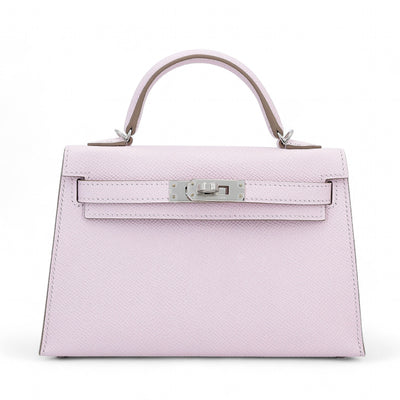 HERMÈS Mini Kelly II Mauve Pale (09) Epsom Palladium hardware