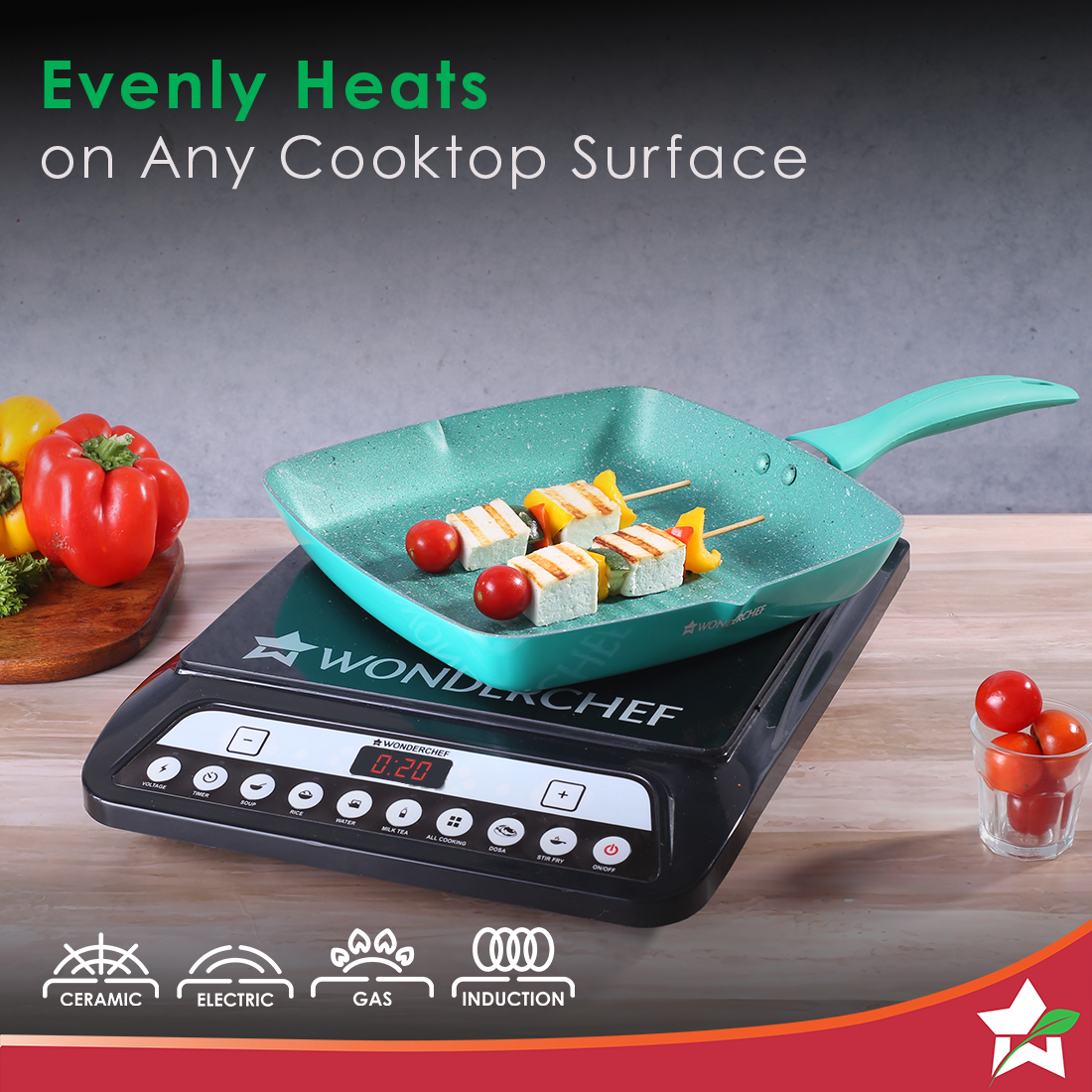 Wonderchef Renewed Celebration Non-stick 24cm Grill Pan.