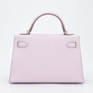 HERMÈS Mini Kelly II Mauve Pale (09) Epsom Palladium hardware