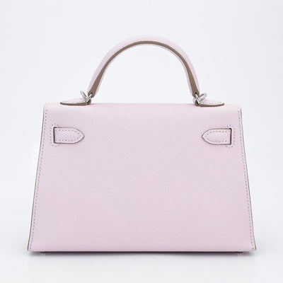 HERMÈS Mini Kelly II Mauve Pale (09) Epsom Palladium hardware