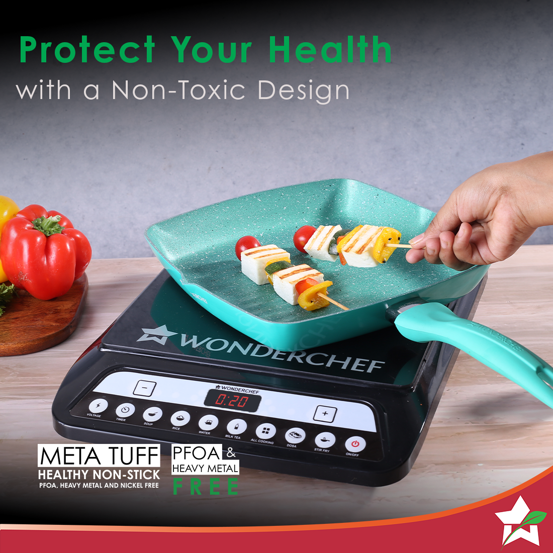 Wonderchef Renewed Celebration Non-stick 24cm Grill Pan.