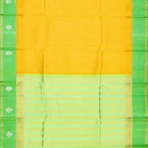 Turmeric Yellow Handloom Chirala Silk Cotton With Checks-Turmeric Yellow