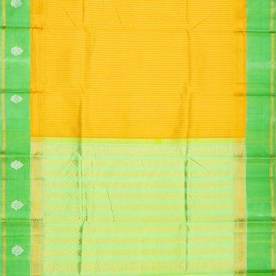 Turmeric Yellow Handloom Chirala Silk Cotton With Checks-Turmeric Yellow
