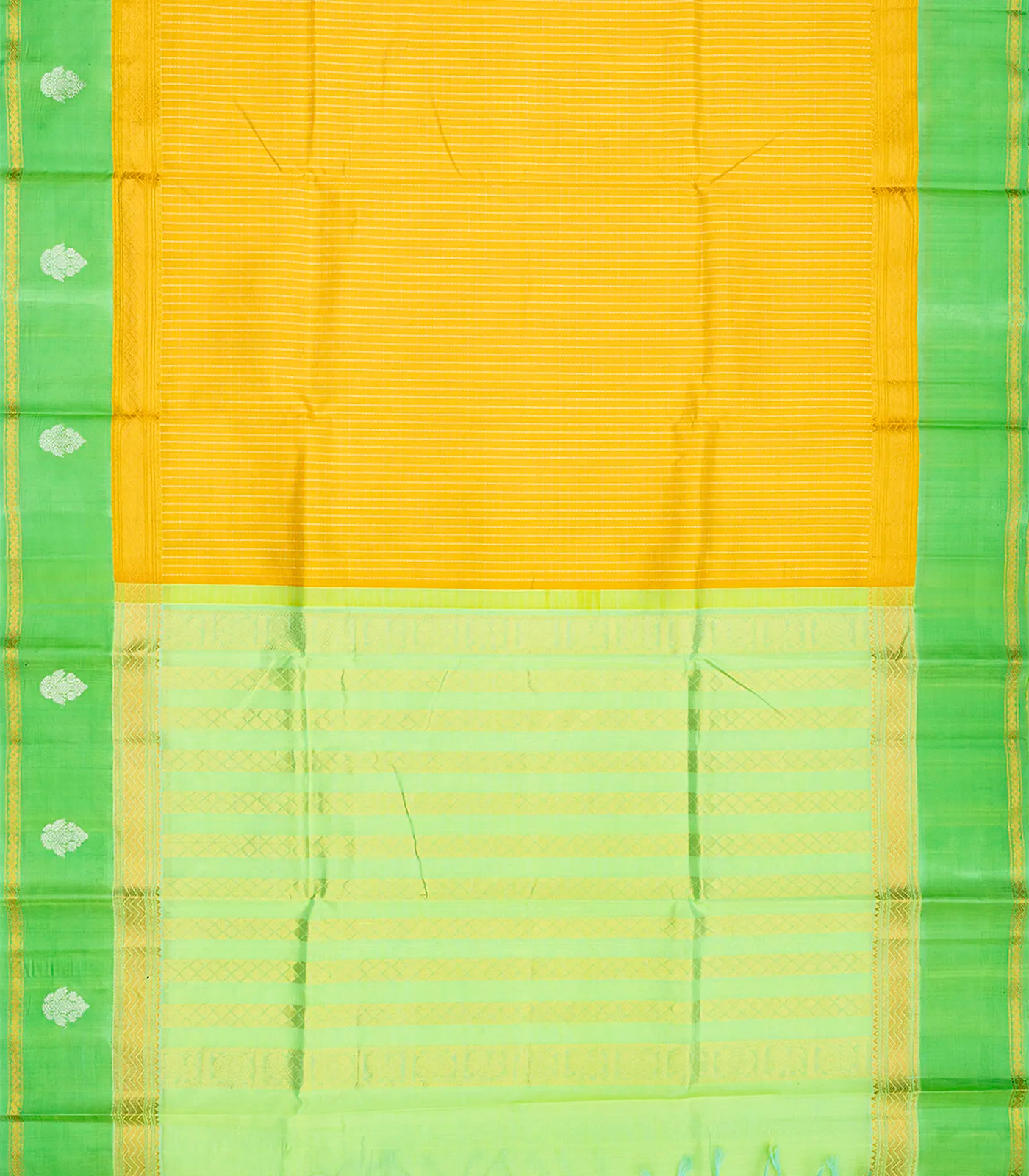 Turmeric Yellow Handloom Chirala Silk Cotton With Checks-Turmeric Yellow
